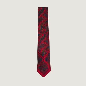 Mr. John Hirsch's Atlanta Vintage Retro Silk Paisley Tie Red Blue Olive Green